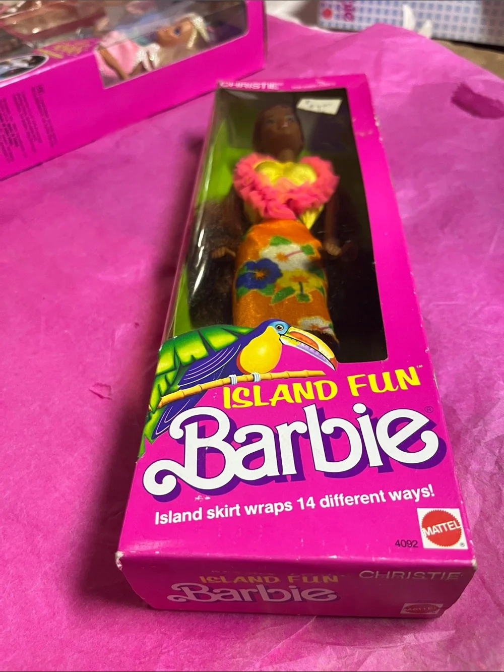 vintage 1987 Mattel Island Fun Christie doll (#4092) NRFB